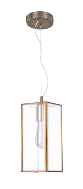 Nova Luce Flavio - Hängeleuchte - 32 x 13 x 130 cm - transparent und Messing antik