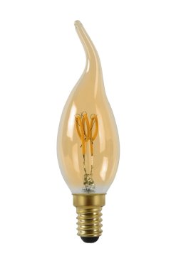 LED-Filament-Kerzenlampe - Ø 3,5 x 11,5 cm - E14 - 3W dimmbar - 2200K - bernsteinfarben