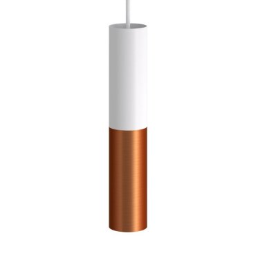 Creative Cables Double Tube - Pendelleuchte 1L - Ø 12,5 x Ø 6 x 190 cm - gebürstetes Kupfer und weiß