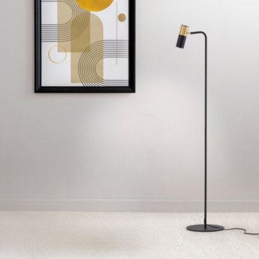 Nova Luce Pongo - stehleuchte mit schalter und USB-Stecker - Ø 25 x 135 cm - sand schwarz und gold