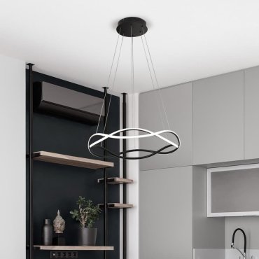 Nova Luce Jinal – hängeleuchte – Ø 60 x 120 cm – 34W dimmbares LED inkl. – sand schwarz