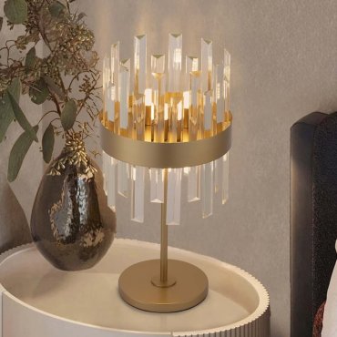 Nova Luce Crown - Tischleuchte - Ø 25 x 50 cm - Gold satiniert