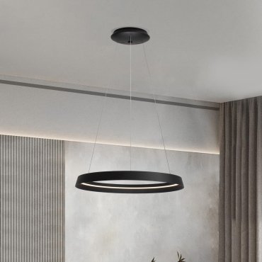 Nova Luce Ormi - Hängelampe - Ø 60 x 150 cm - 52W dimmbar LED inkl. - Sand schwarz
