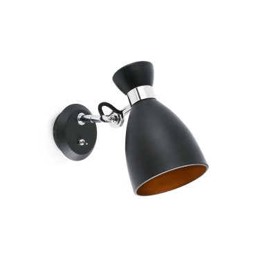 Faro Retro - Wandleuchte mit Schalter - 12 x 24,5 x 19 cm - Schwarz und Kupfer