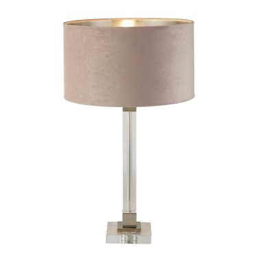 Searchlight Scarborough - Tischleuchte - Ø 38 x 67 cm - Nickel satiniert, silber und rosa
