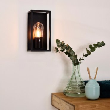 Lucide Carlyn - Wandleuchte - 12,6 x 12,5 x 25 cm - IP54 - schwarz