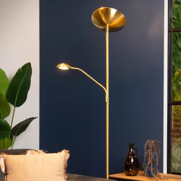 Lucide Zenith - Stehleuchte mit Leselicht - 180 cm - 20W + 4W dimmbare LED inkl - matt gold