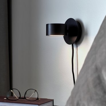 Nordlux Clyde - Wandleuchte mit Schalter - 10 x 10 cm - 3 Stufen Dimmer - 5,5W LED inkl. - schwarz