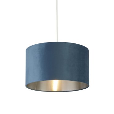 Searchlight Velvet Drum - Lampenschirm - Ø 38 x 22 cm - blau grün und silber