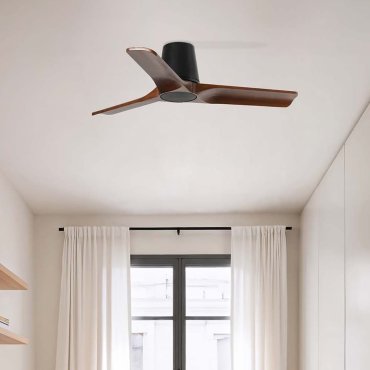 Faro Heywood Tub S - deckenventilator - Ø 90 cm - matt schwarz und dunkles walnussholz