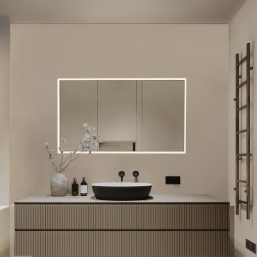 Nova Luce Ambor - Spiegel mit Beleuchtung - 70 x 120 x 5,5 cm - 48W LED inkl. - IP44 - eloxiertes schwarz