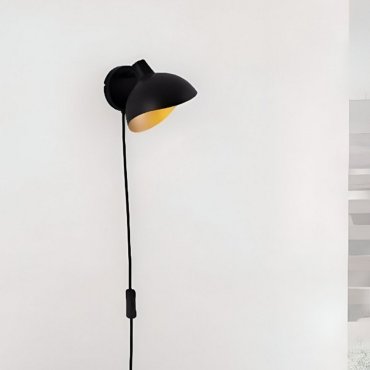 Nova Luce Geti - wandleuchte mit schalter und USB-Stecker - Ø 15 x 12 cm - matt schwarz und gold