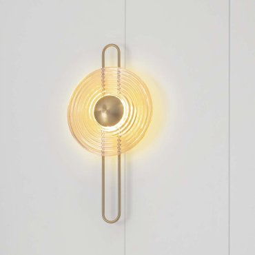 Nova Luce Nous - wandleuchte - Ø 30 x 60 cm - 8W LED inkl. - Messing Gold und Amberglas