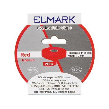 Elmark PVC-Isolierband 19mm - 20 Meter Länge - rot
