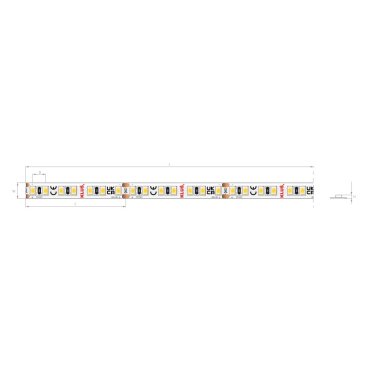 KLUS LED Streifen - 0.8cm breit, 500cm lang - 24Vdc - dimmbar - 9.6W LED pro Meter - 140 LEDs pro Meter - IP20 - 3000K