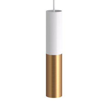 Creative Cables Double Tube - Pendelleuchte 1L - Ø 12,5 x Ø 6 x 190 cm - gebürstete Bronze und Weiß