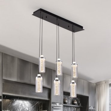 Nova Luce Lune - Hängelampe - 20 x 170 x 81 cm - 44W dimmbar LED inkl. - Sand Schwarz und chroom