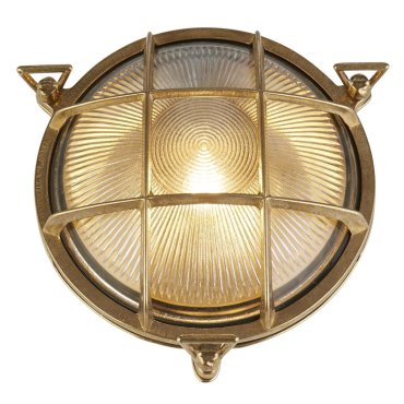 Searchlight Bulkhead - Außen-Decken-/Wandleuchte - Ø 23 cm - IP64 - Messing und transparent