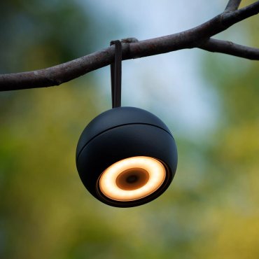 Lucide Lunex Außenwandleuchte - wiederaufladbar über USB-Kabel - 10,2 x 10,9 x 11 cm - 2W dimmbare LED inkl. - IP54 - schwarz