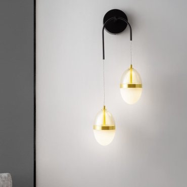 Nova Luce Egna - wandleuchte - 27 x 76 x 14,5 cm - 24W LED inkl. - Opal, Cognacglas, gold und schwarz