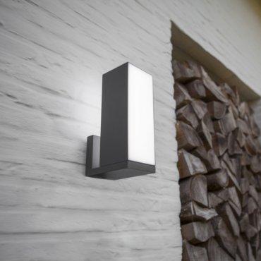 Lutec Cuba - Außenwandleuchte - intelligente Beleuchtung - Lutec Connect - 9,3 x 14,4 x 25,6 cm - 15W LED inkl. - IP54 - dunkelgrau