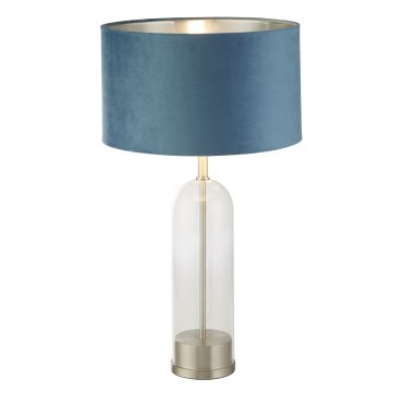 Searchlight Oxford - Tischleuchte - Ø 38 x 51 cm - Nickel satiniert, silber und blau-grün