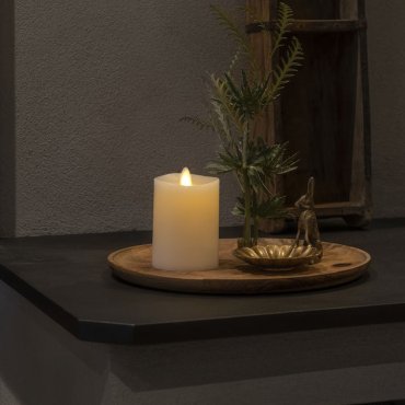 Konstsmide - Batteriebetriebene LED-Wachskerze mit flackernder Flamme - Ø 7,6 x 11,4 cm - cremefarben