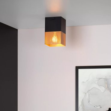 Lucide Renate - Deckenleuchte - 10 x 10 x 16 cm - schwarz und matt gold