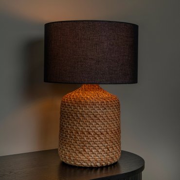 Lucide Arrah - Tischleuchte - Ø 35 x 50 cm - schwarz und hellbraun