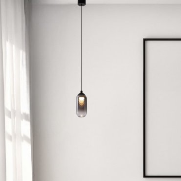 Nova Luce Kita - Hängelampe - Ø 7 x 154 cm - 6W LED inkl. - Sand Schwarz und rauchglas
