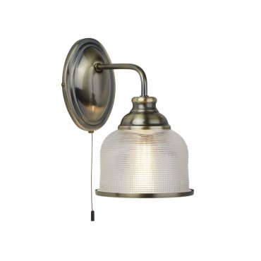 Searchlight Bistro II - Wandleuchte mit Zugschalter - 15 x 25 cm - Messing antik