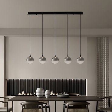 Nova Luce Orenda - Hängelampe - 120 x 180 x 16 cm - 20W dimmbare LED inkl. - Mattschwarz und Rauchglas