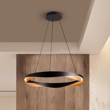 Nova Luce Radon - Hängelampe - Ø 65 x 160 cm - 53W dimmbar LED inkl. - matt schwarz und gold