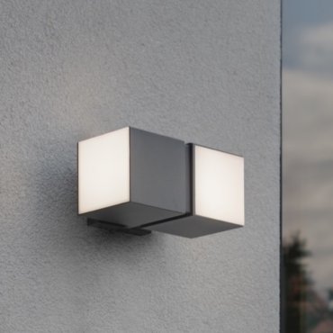 Lutec Cuba - Außenwand-/Deckenleuchte - 10 x 14 x 21 cm - 2 x 12,2W LED inkl. - IP54 - dunkelgrau