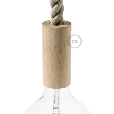 Creative Cables - E27-Holzfassung für 2XL Eisenschnur - Ø 5 x 11 cm - hellbraun