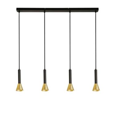 Searchlight Signal - Pendelleuchte 4L - 9 x 84 x 150 cm - schwarz und gold