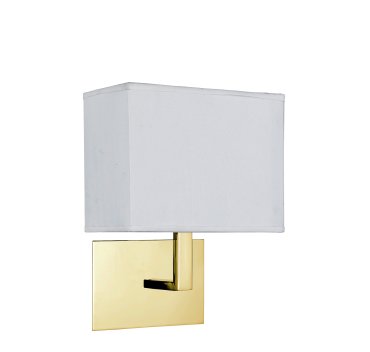 Searchlight Hotel - Wandleuchte - 20 x 26 cm - Messing satiniert und weiß