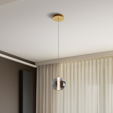 Nova Luce Navi - Hängelampe - Ø 22 x 200 cm - 8W LED inkl. - Messing gold und rauchgrau