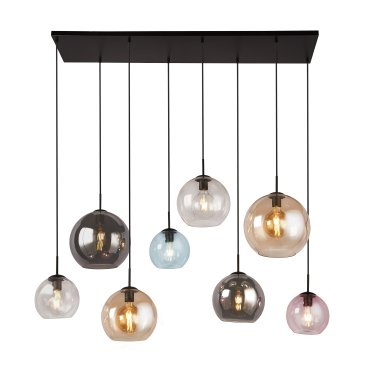 Searchlight Mardi Gras II - Pendelleuchte - 151 x 150 cm - mattschwarz und farbiges Glas