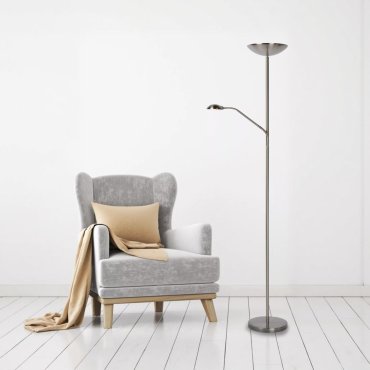 Lucide Zenith - Stehleuchte mit Leselicht - 180 cm - 20W + 4W dimmbare LED inkl - Chrom matt