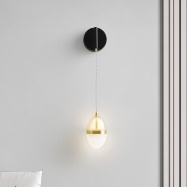 Nova Luce Egna - wandleuchte - Ø 12 x 48 cm - 13W LED inkl. - Opal, Cognacglas, gold und schwarz