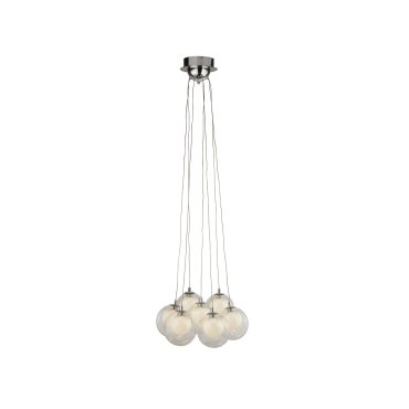 Searchlight Cluster - Pendelleuchte - 39 x 35,5 x 120 cm - 7 x 2W dimmbare LED inkl - Chrom und transparent