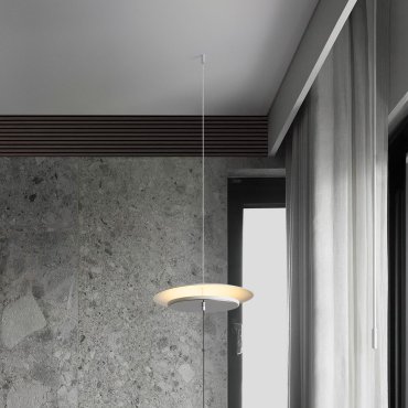 Nova Luce Olos - Hängelampe - 35 x 370 x 10 cm - 21W dimmbar LED inkl. - Sand weiß und chrom spiegel