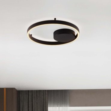 Nova Luce Hedra - Deckenleuchte - Ø 40 x 5 cm - 40W dimmbar LED inkl. - Sand schwarz