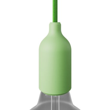 Creative Cables - Silikon E27 Lampenhalterung mit verstecktem Kabelclip - Ø 4,4 x 9,2 cm - zartgrün