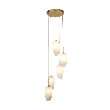 Searchlight Rocky - Hängeleuchte - Ø 32 x 120 cm - Messing satiniert und weiß