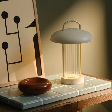 Nordlux Mirano - tragbare Tischleuchte mit wiederaufladbarer Batterie - Ø 20 x 29 cm - 3 Stufen Moodmaker Funktion - 3W LED inkl. - beige