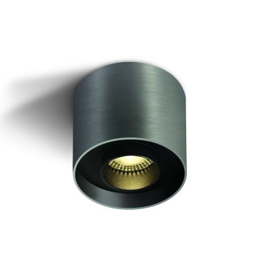 ONE Light Dark Light Cylinders - Aufbaustrahler mit austauschbaren Reflektoren - Ø 10 x 10 cm - inkl. 22W LED - Metallicgrau