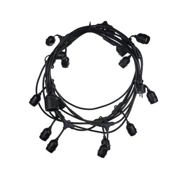 Century Italia Fiesta – 9,27 m lange Lichterkette, davon 0,6 m Kabel – 15 x E27 (ohne Leuchtmittel) – IP44 – schwarz