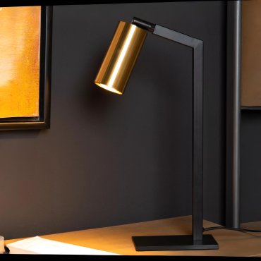 Lucide Sybil - Tischleuchte - 26,5 x 8,5 x 43 cm - schwarz &amp; matt gold/messing